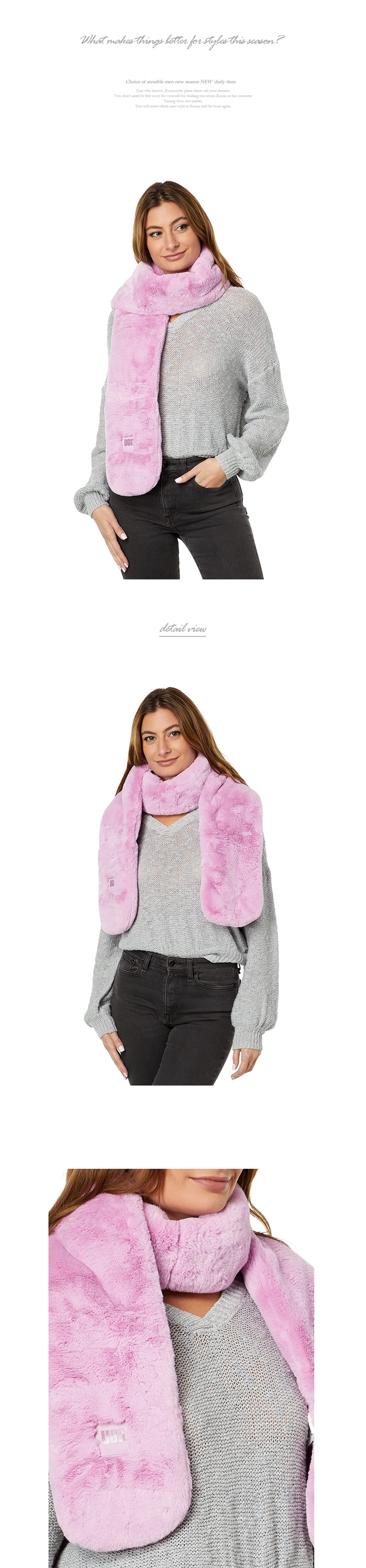 어그 여성 Oblong Faux Fur 목도리 Rose Quartz_UGG